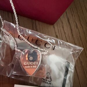 Gucci Silver Heart Charm Necklace
